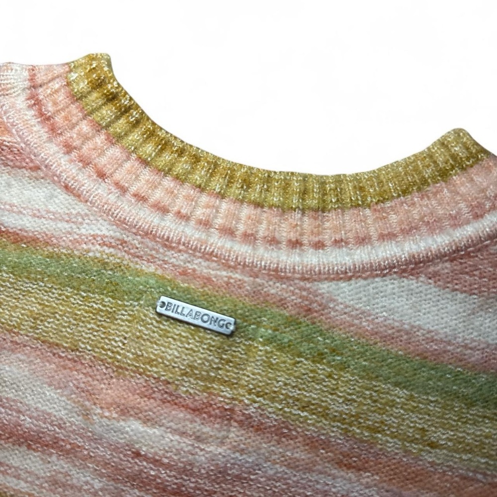 NEW Billabong Retro 70s Pink Sunset Stripped Crop Knit Jumper Sweater — MEDIUM - Picture 7 of 7